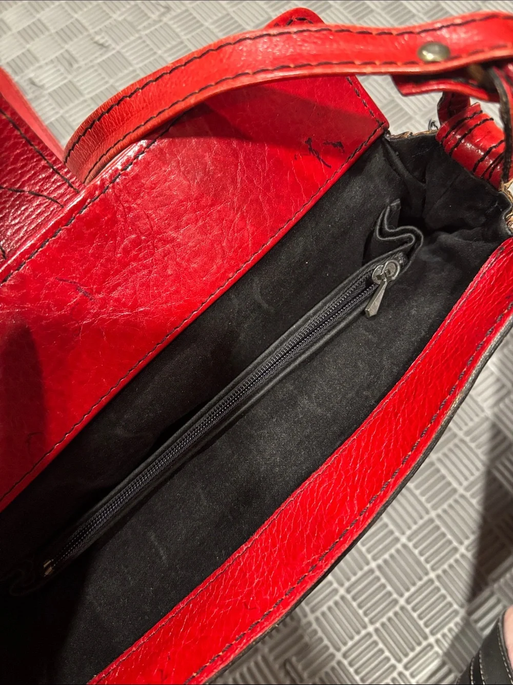 Red Leather Crossbody Bag for Women